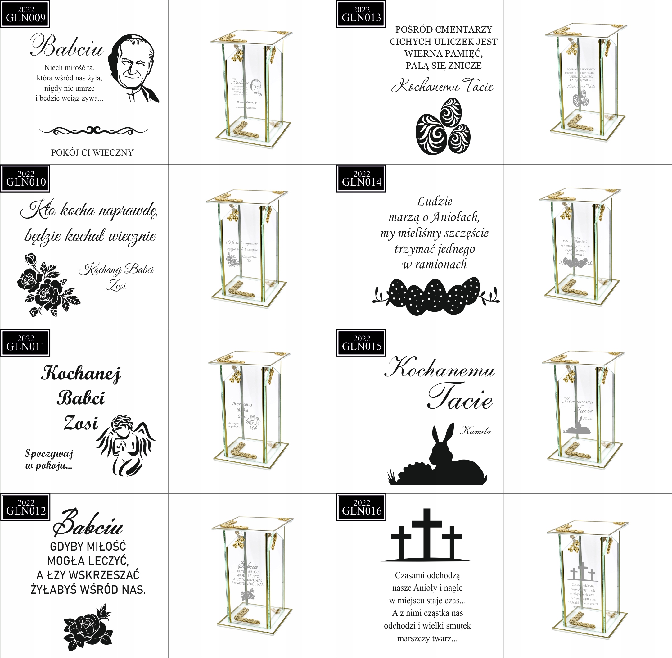 Ekskluzywny znicz szklany złoto biały PERSONALIZOWANY GRAWER dla SYNA