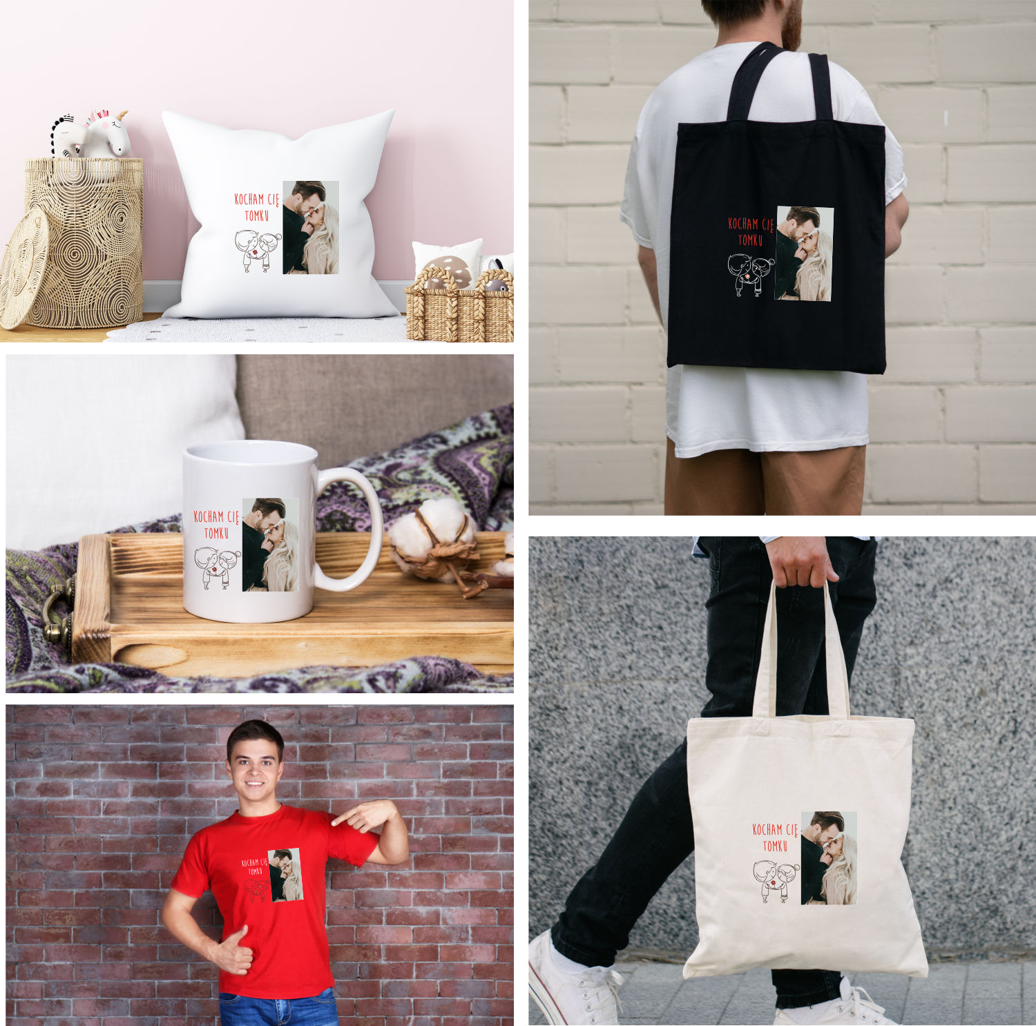 Poduszka z imieniem napis WALENTYNKI KOCHAM CIĘ