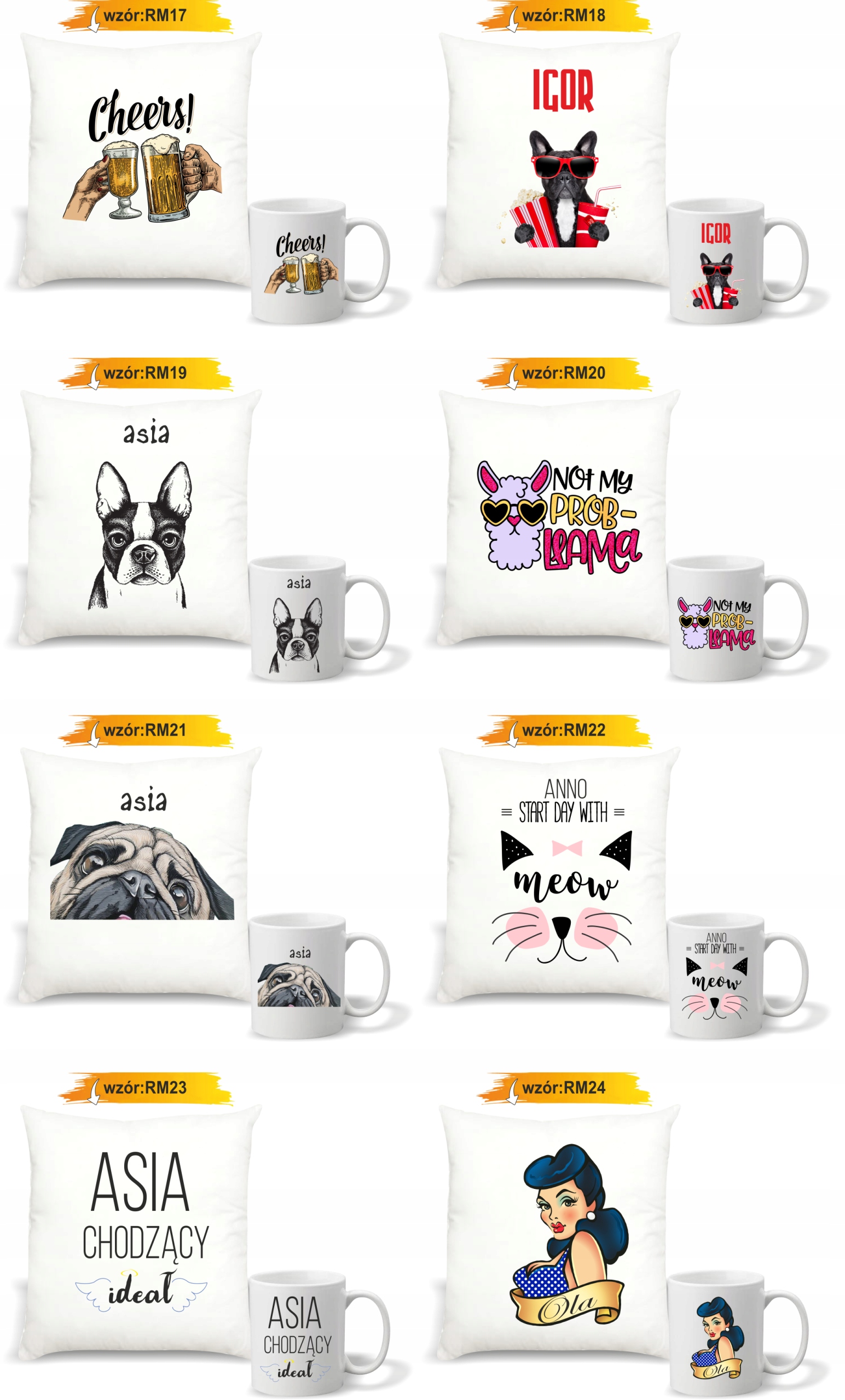 Zestaw PODUSZKA i KUBEK prezent DLA BABCI + zdjęcie twój napis IMIĘ