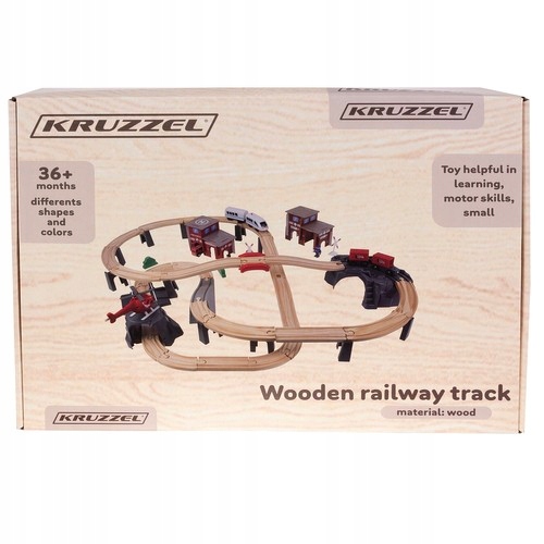 Ogromna  Drewniana Kolejka Pociąg na Baterie Tory 4,8m 79x80cm Jakość