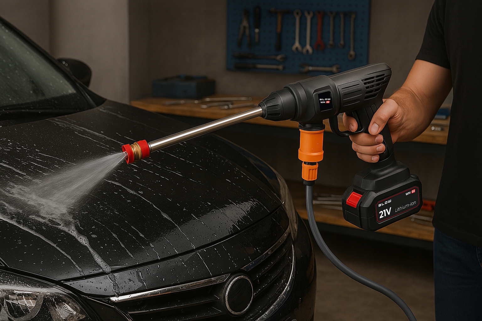 MYJKA CIŚNIENIOWA AKUMULATOROWA DO OKIEN OGRODU KOSTKI 2X AKUMULATOR ZESTAW