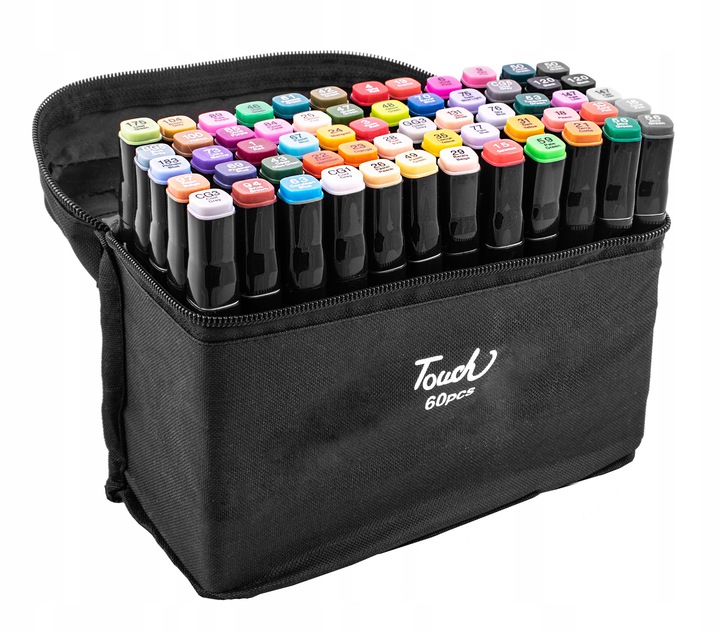 PRO MARKERY ALKOHOLOWE DWUSTRONNE 60szt + TORBA