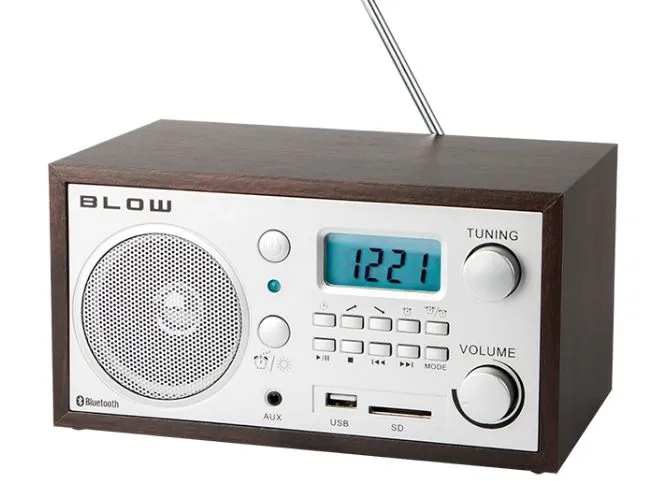 RADIO KUCHENNE BLUETOOTH PRZENOŚNE RETRO LCD ANTENA FM USB SD ZEGAR BUDZIK