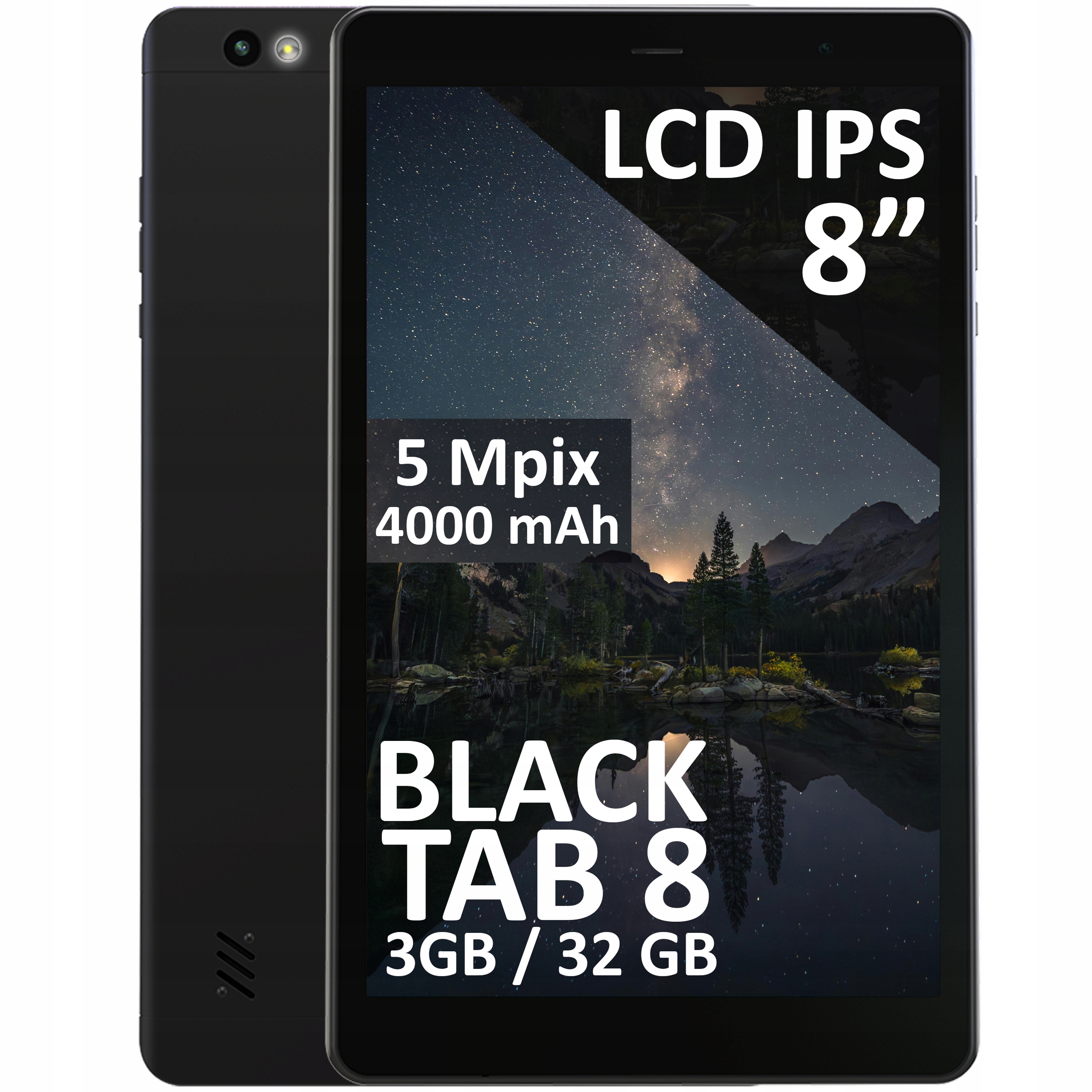 TABLET ANDROID 8" LTE 3/32GB 4000mAh WIFI GPS SIM ŁADOWARKA CZARNY