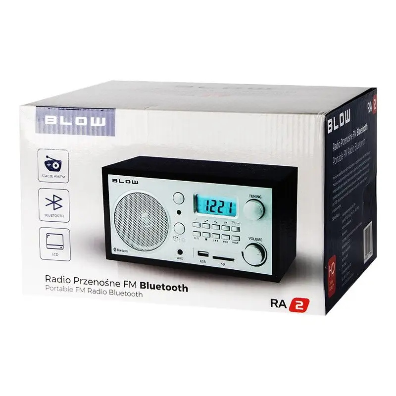 RADIO KUCHENNE BLUETOOTH PRZENOŚNE RETRO LCD ANTENA FM USB SD ZEGAR BUDZIK