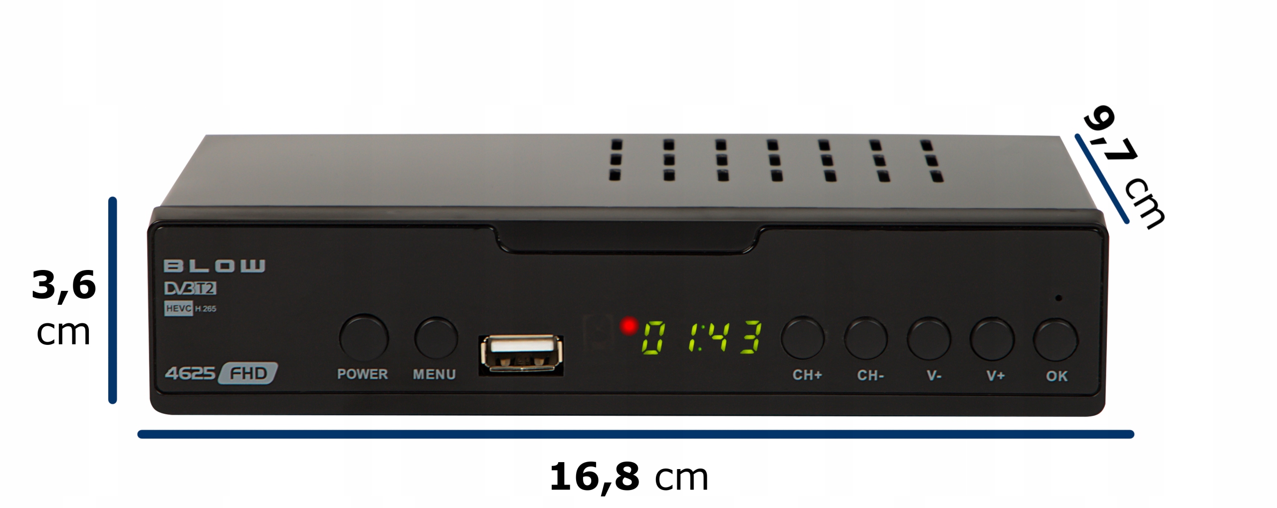 TUNER DEKODER DVB-T2 TV NAZIEMNEJ H.265 HEVC FULL HD USB HDMI PILOT BATERIE