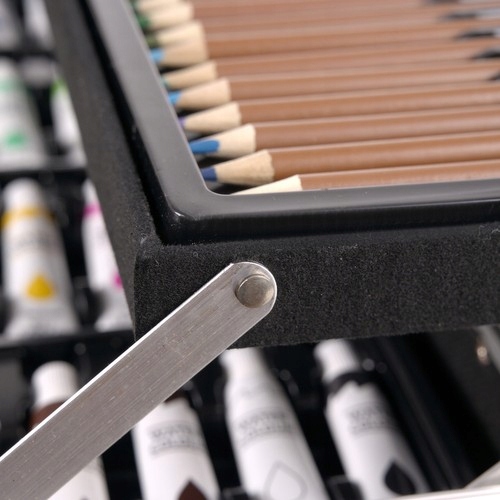 Duży Zestaw Artystyczny w Walizce 145 Elementów Kredki Farby