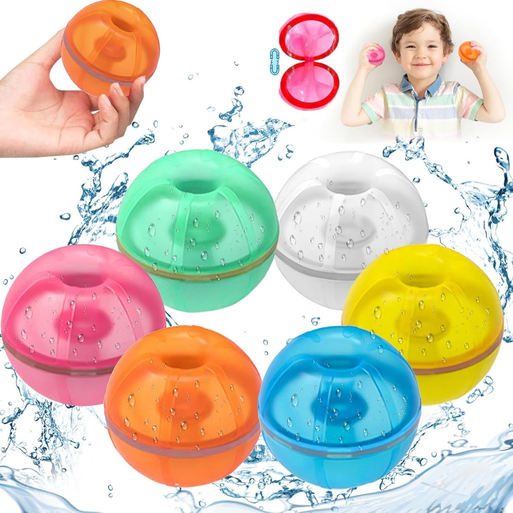 Balony wodne Wielokrotnego użytku - silikonowe, 6 szt., Kolorowe