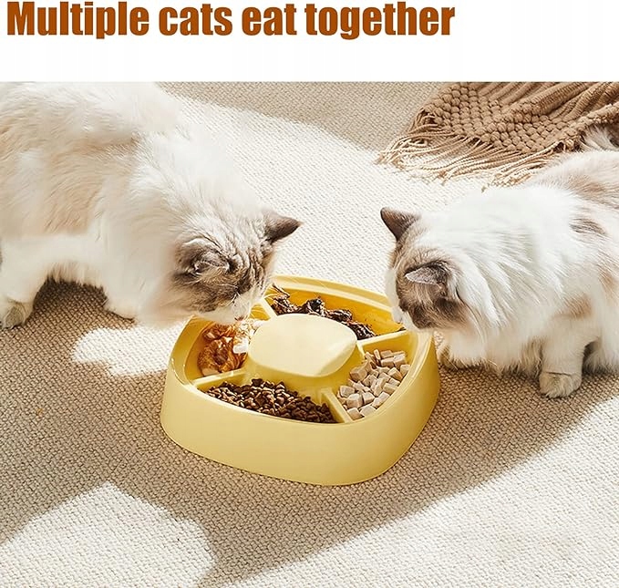 QIODAZOO żółta miska dla psa kota 4 przegrody