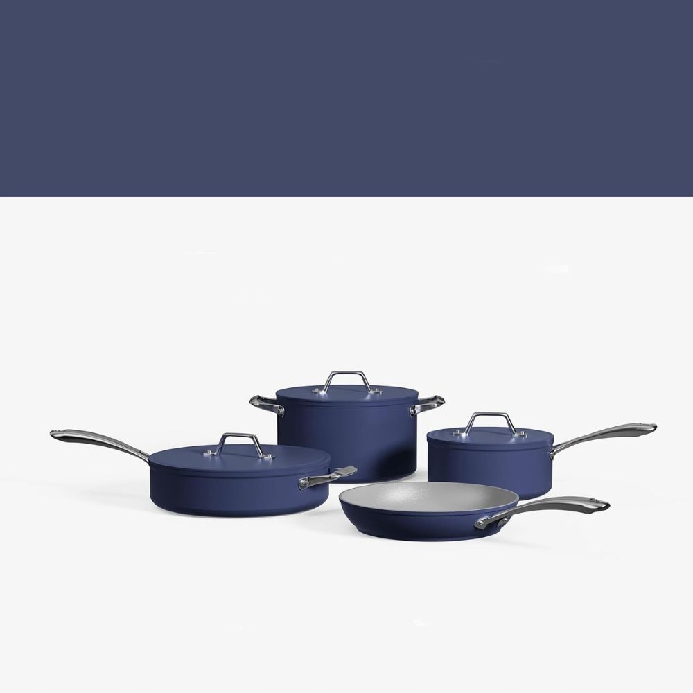 Ceramiczny zestaw garnków i patelni CIARRA CBCWSM7 4 elementy niebieski