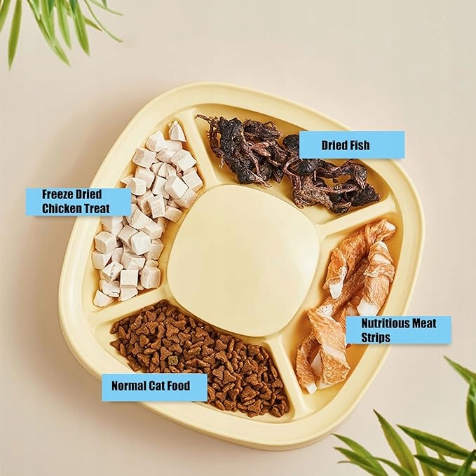 QIODAZOO żółta miska dla psa kota 4 przegrody