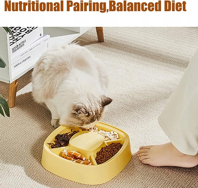 QIODAZOO żółta miska dla psa kota 4 przegrody