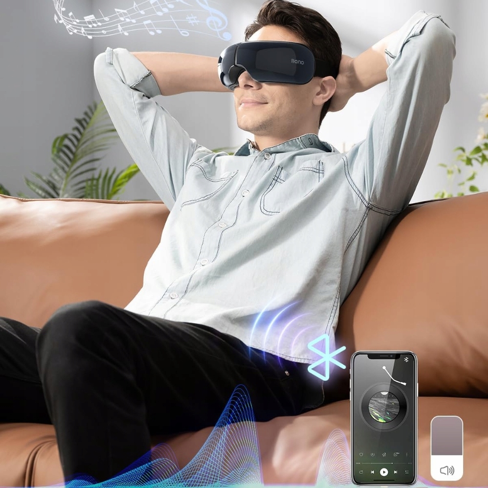 llano Urządzenie do Masażu Oczu Funkcja Ogrzewania, Wibracji - Glossy Black