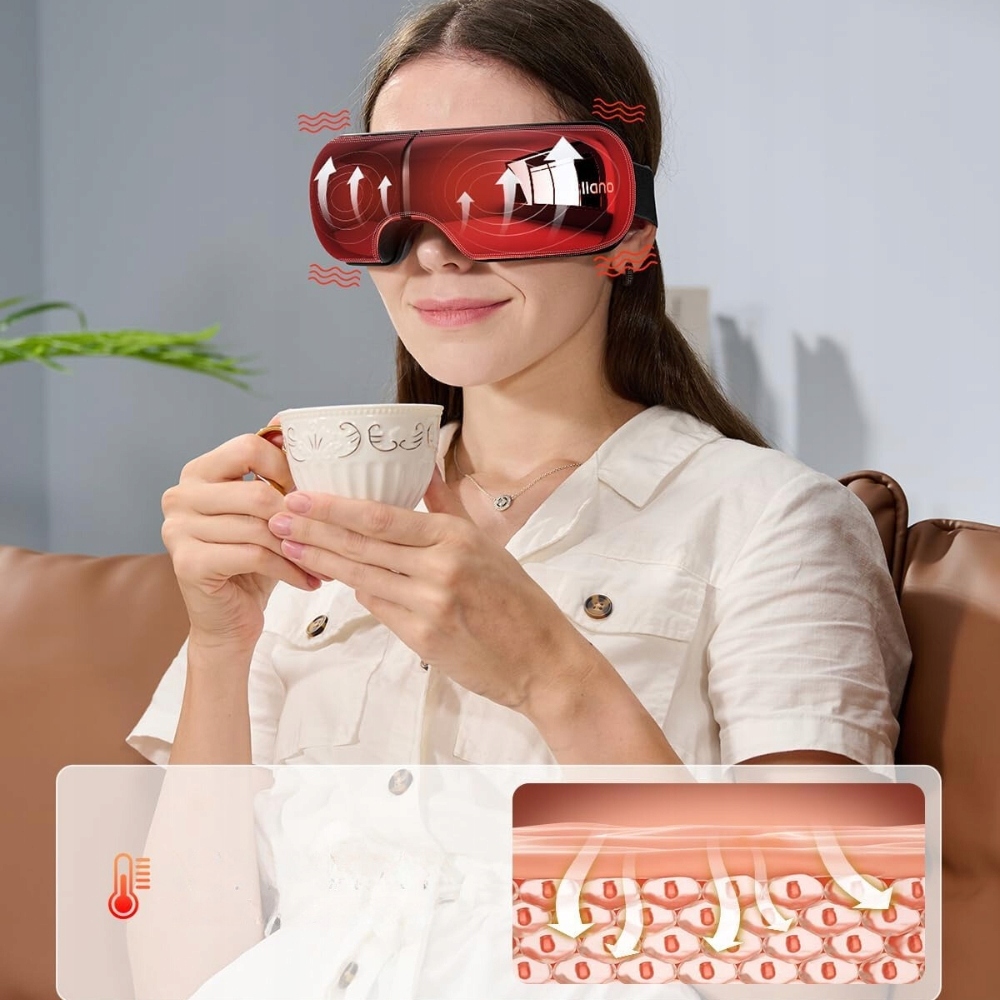 llano Urządzenie do Masażu Oczu Funkcja Ogrzewania, Wibracji - Glossy Black