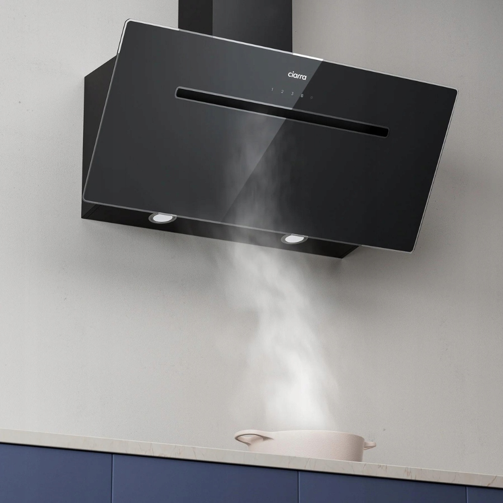 CIARRA 90cm Szklany Kątowy Okap Kuchenny z Funkcją Booster WiFi CBCB9736F-B