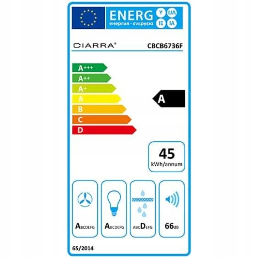 Okap ścienny Ciarra CBCB6736F 60 cm 3 prędkości Czarny