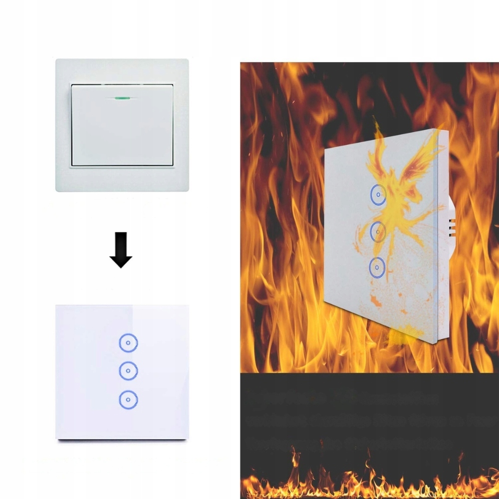 Zigbee 3.0 Przełącznik Światła 3 WEG Touch Switch, Alexa i Google Home