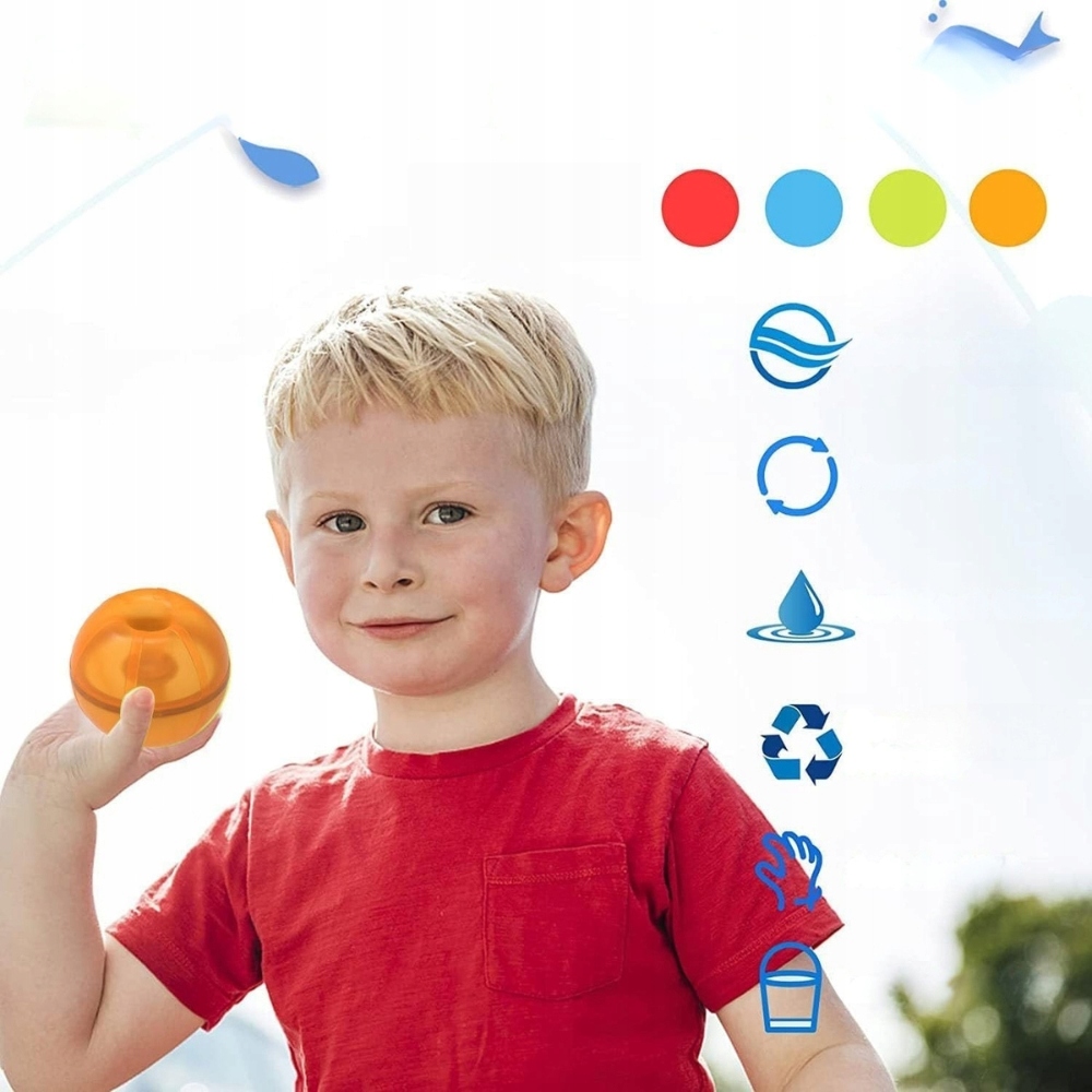 Balony wodne Wielokrotnego użytku - silikonowe, 6 szt., Kolorowe