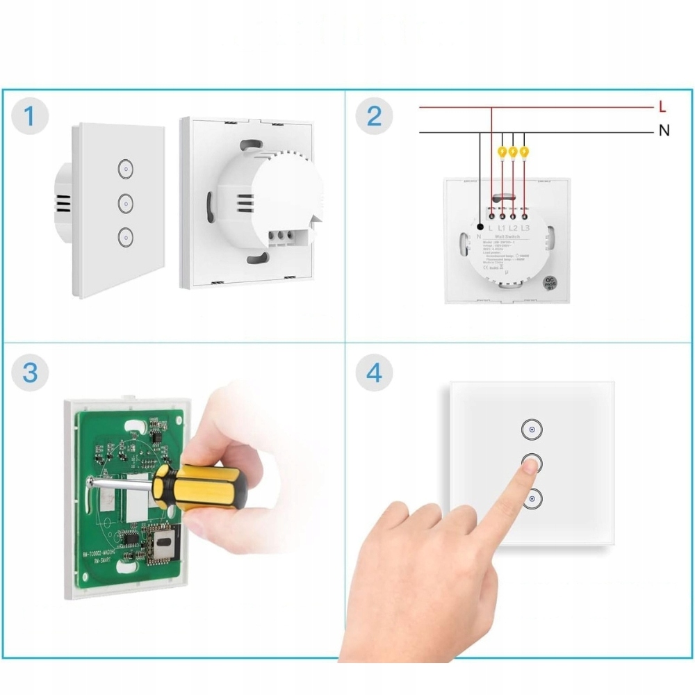 Zigbee 3.0 Przełącznik Światła 3 WEG Touch Switch, Alexa i Google Home