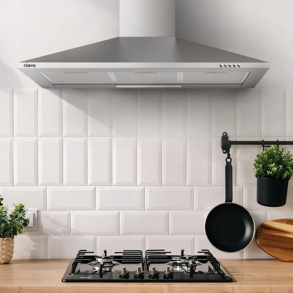 Okap ścienny Ciarra CBCS9201 90 cm Okap kuchenny 370 m³/h Srebrny