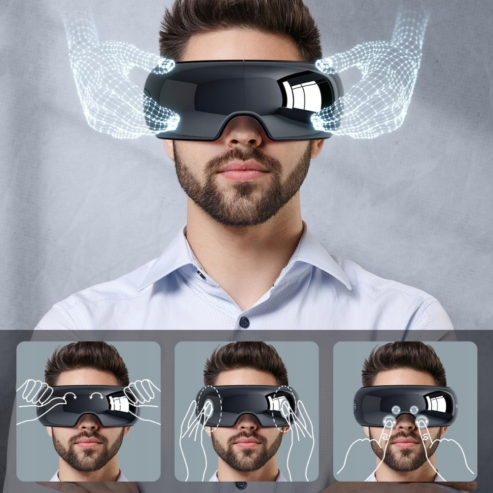 llano Urządzenie do Masażu Oczu Funkcja Ogrzewania, Wibracji - Glossy Black