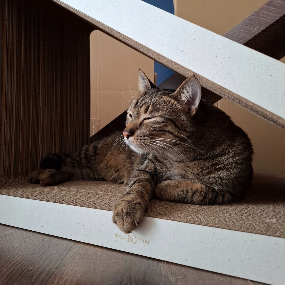 Drapak dla kota Trójkąt XXL | biały | 77x69x47x30 cm | Mruu&Pruu