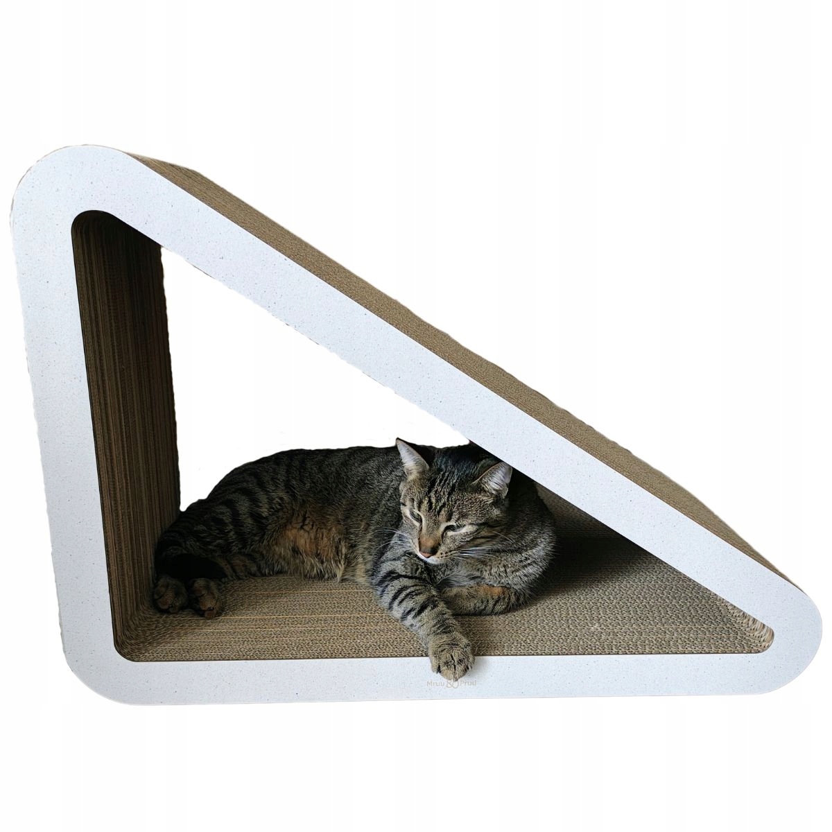 Drapak dla kota Trójkąt XXL | biały | 77x69x47x30 cm | Mruu&Pruu