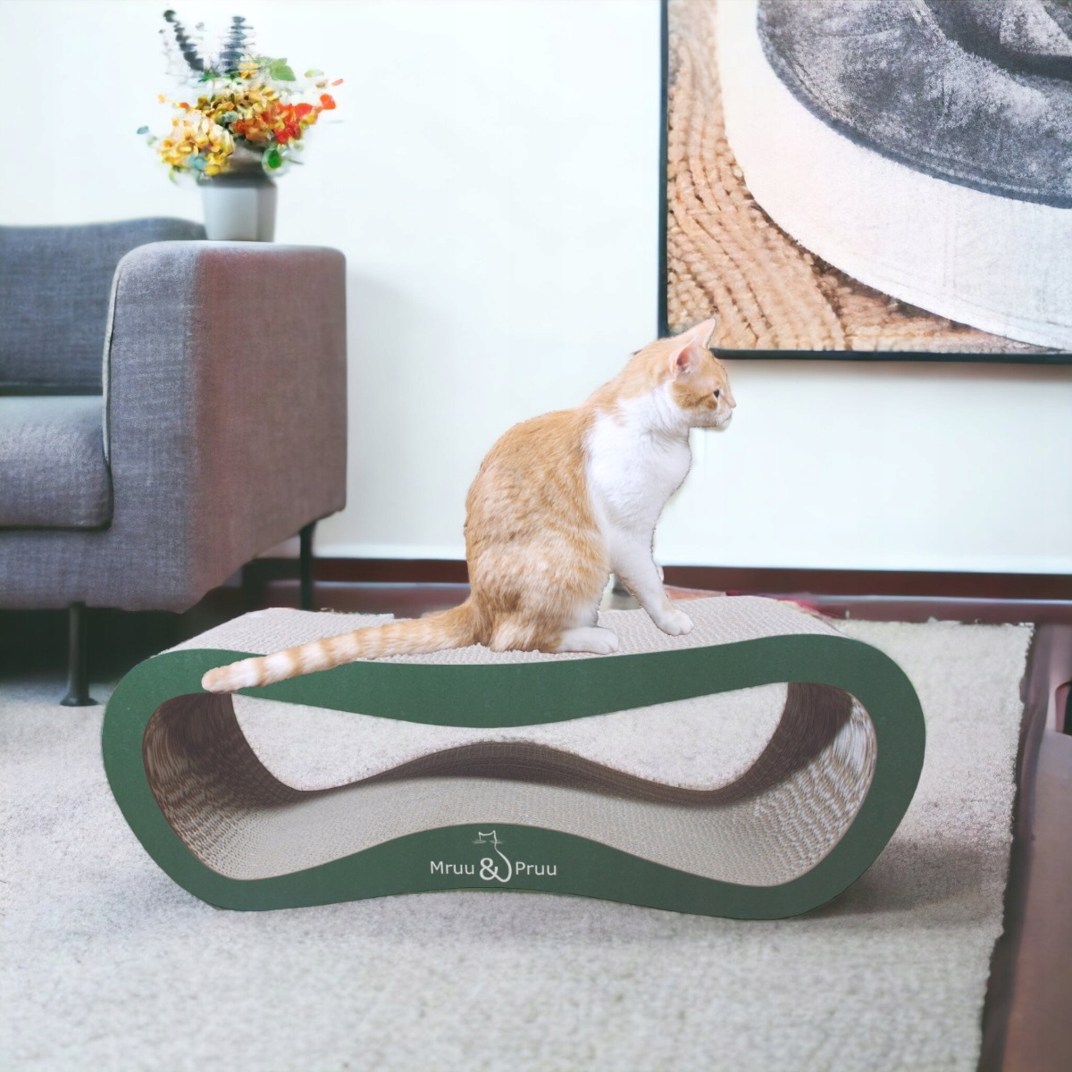 Drapak dla kota LEON | zielony | 78x28x24 cm | MruuPruu