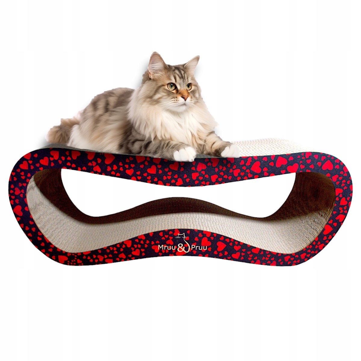 Drapak dla kota LEON | czarny w serca | 78x28x24 cm | MruuPruu