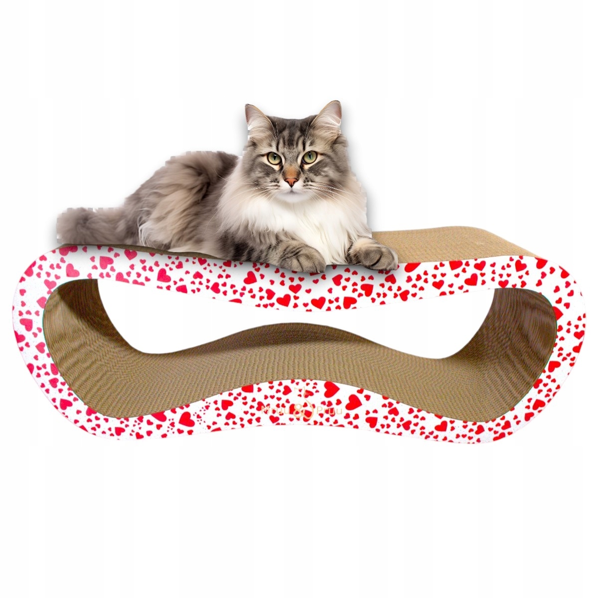 Drapak dla kota LEON | biały w serca | 78x28x24 cm | MruuPruu