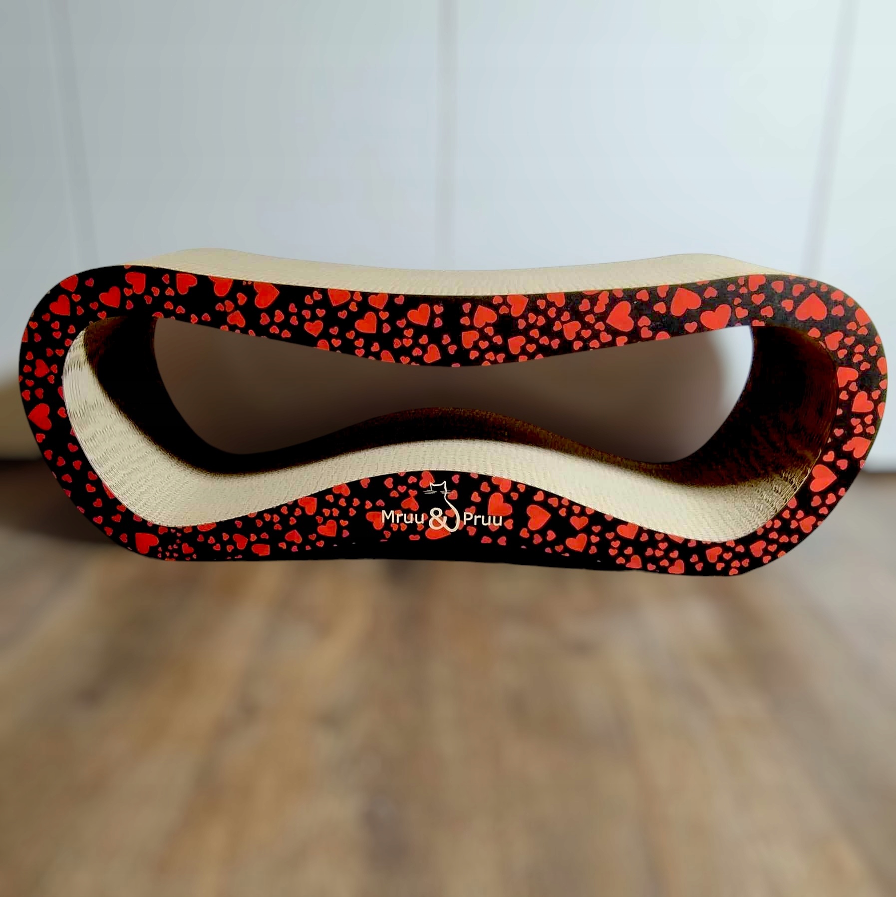 Drapak dla kota LEON | czarny w serca | 78x28x24 cm | MruuPruu