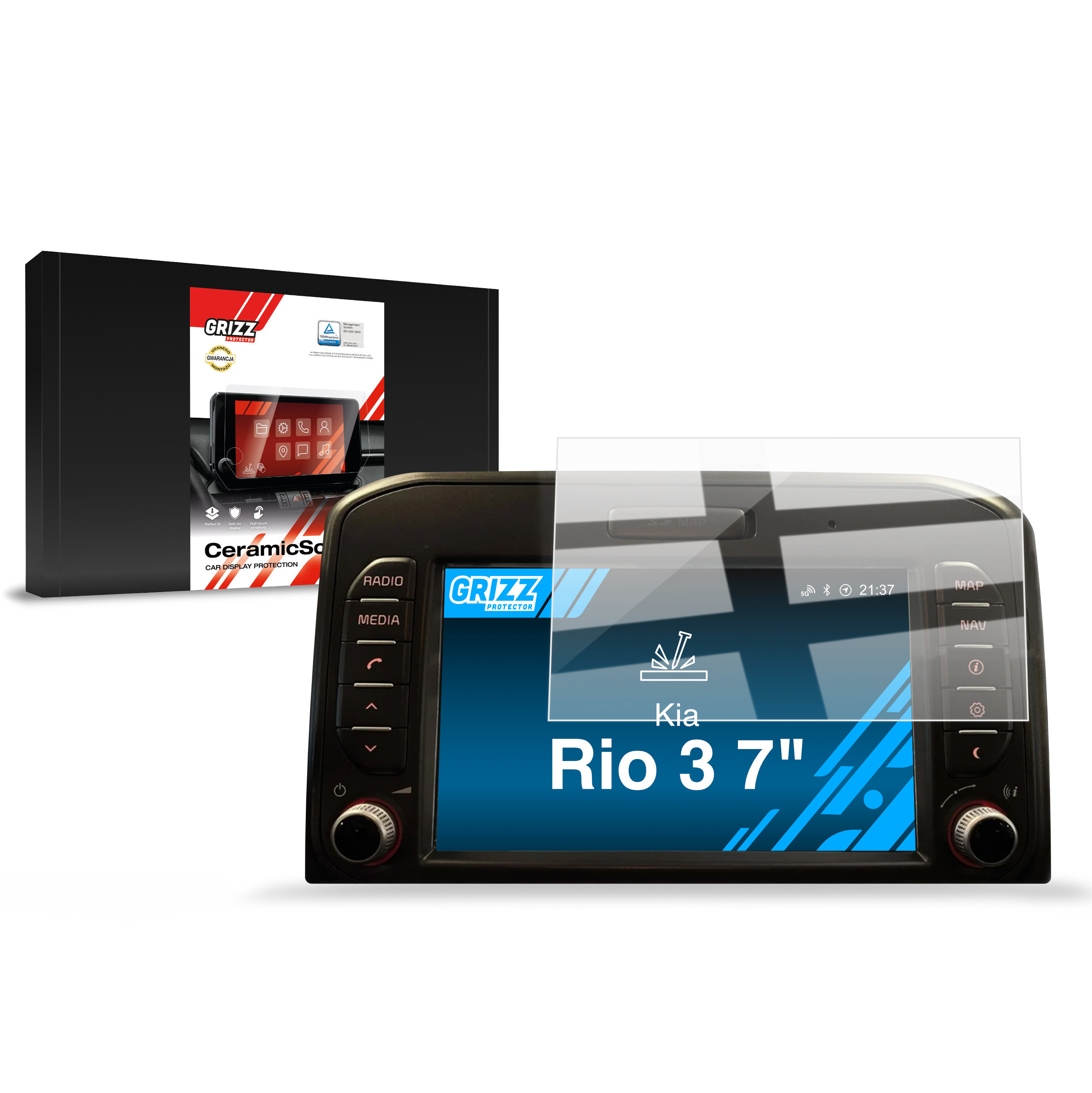 CarDisplay Protection Grizz Keramikfolie für Kia Rio 3 7