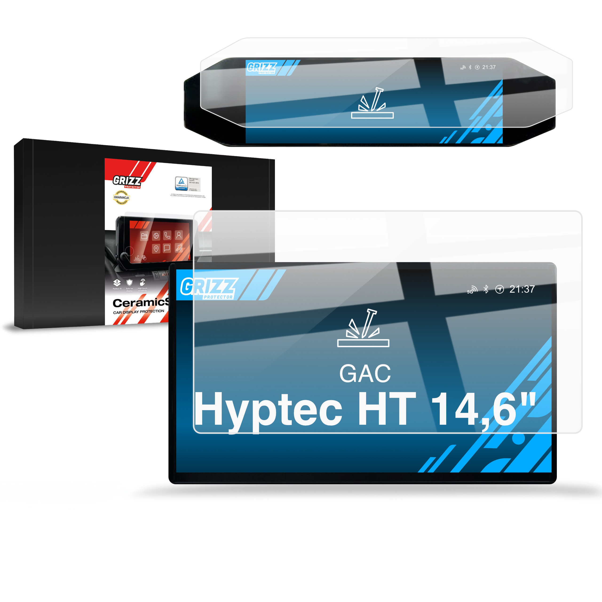 CarDisplay Protection Grizz Keramikfolie für GAC Hyptec HT 14,6