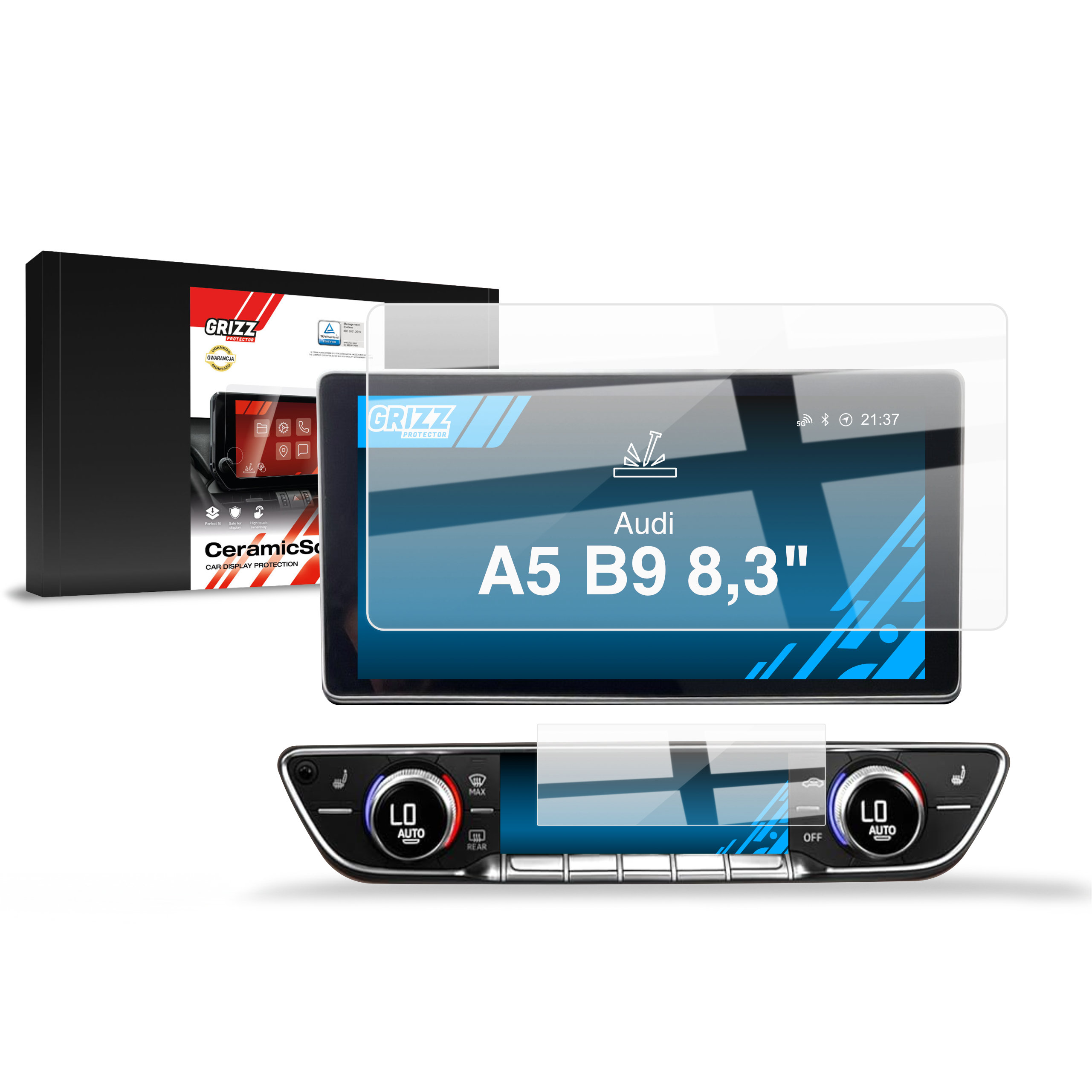 CarDisplay Protection Grizz Keramikfolie für Audi A5 B9 8,3