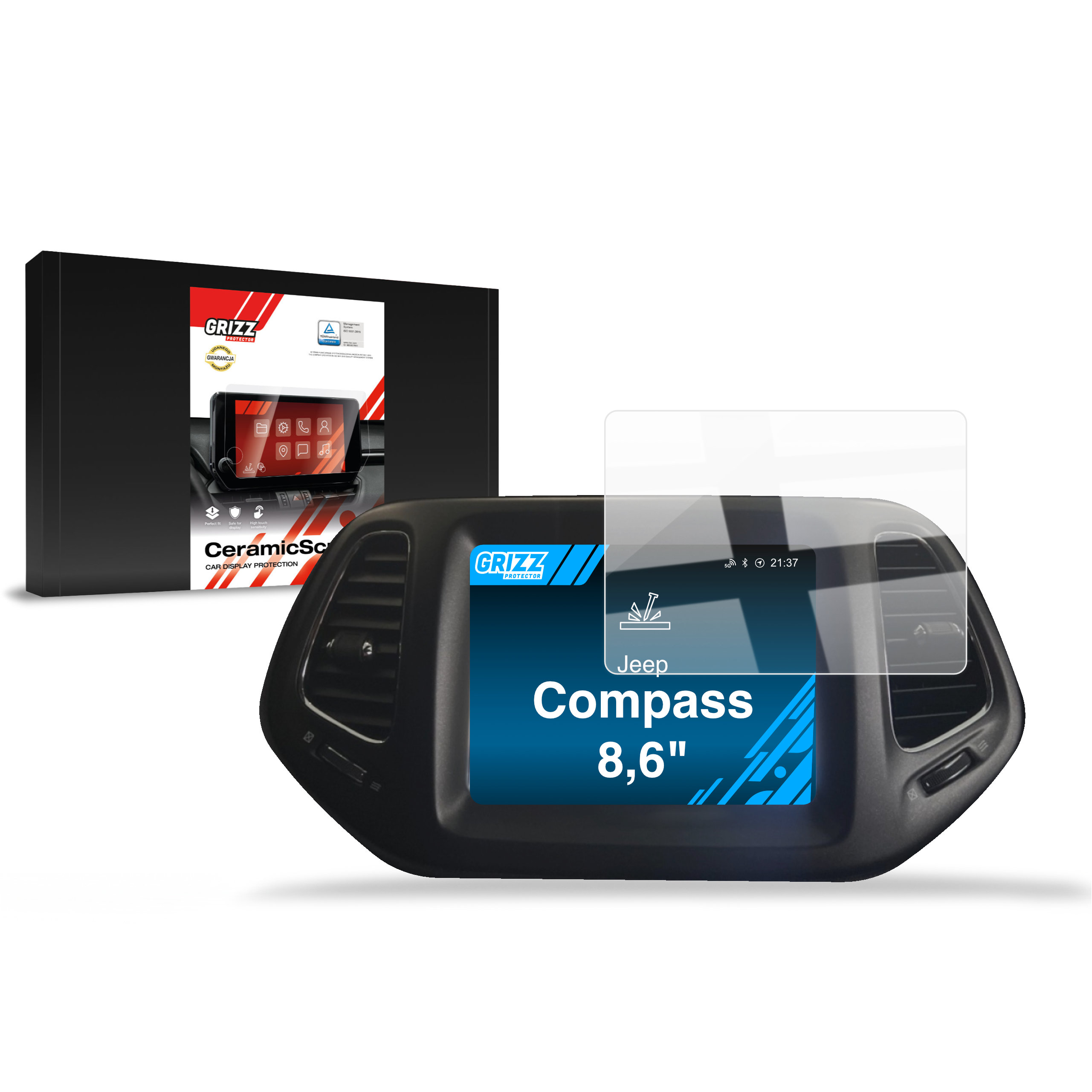 CarDisplay Protection Grizz Keramikfolie für Jeep Compass 8,6