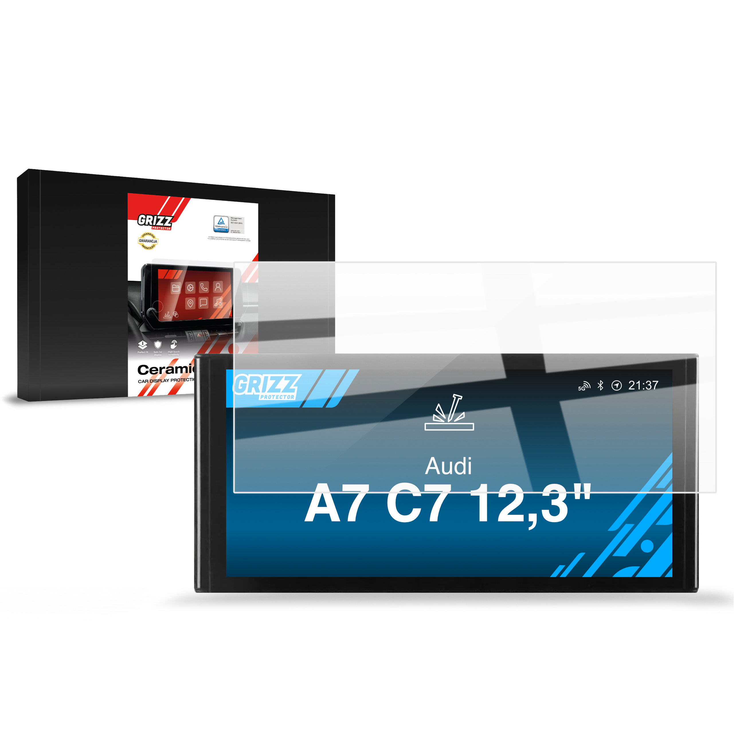 CarDisplay Protection Grizz Keramikfolie für Audi A7 C7 Android Radio 12,3
