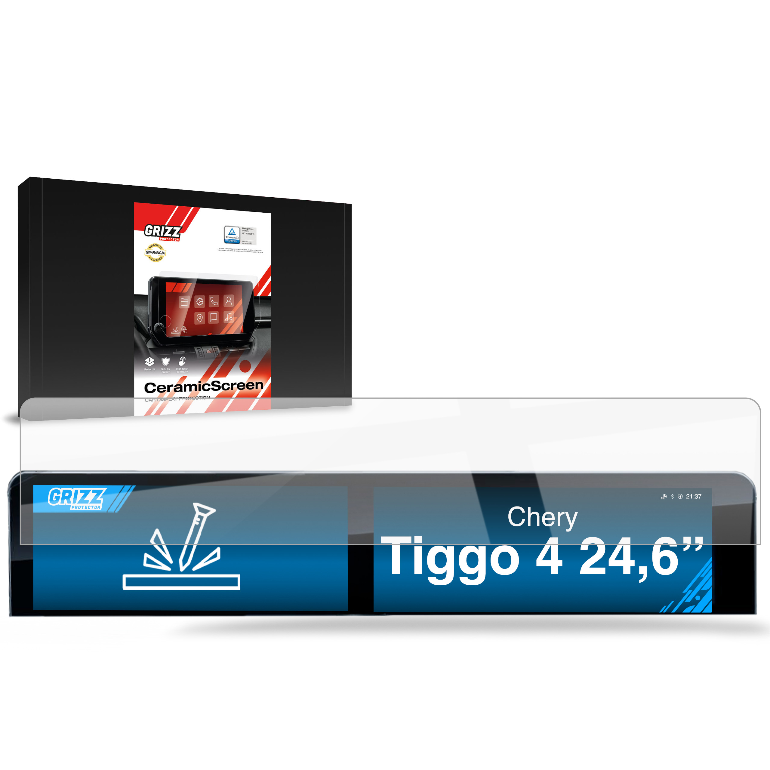 CarDisplay Protection Grizz Keramikfolie für Chery Tiggo 4 24,6