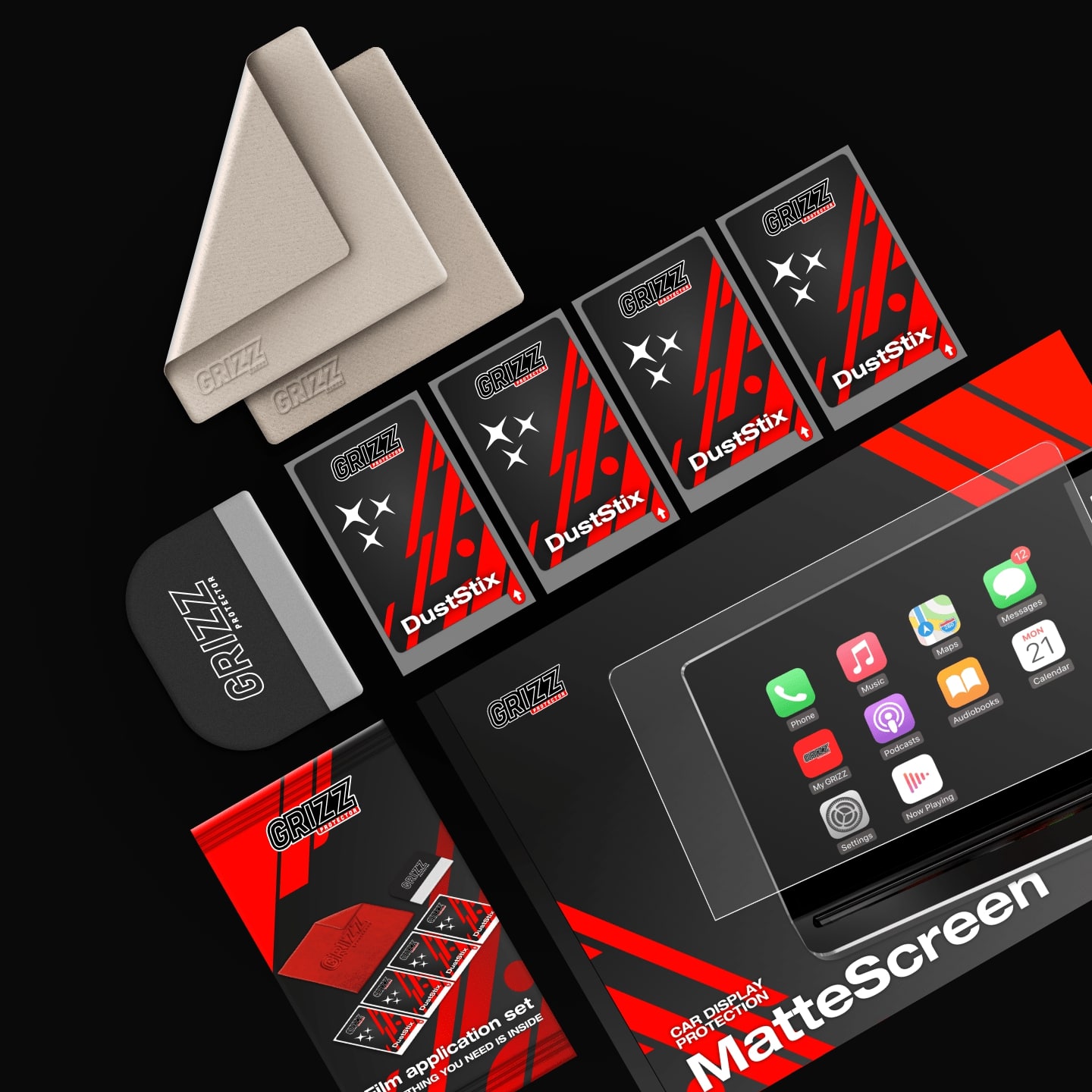 GrizzProtector matt, anti-fingerprint screen protector for BYD SEAL U DMi 15.6" (2024-2025) with cloths and squeegee.