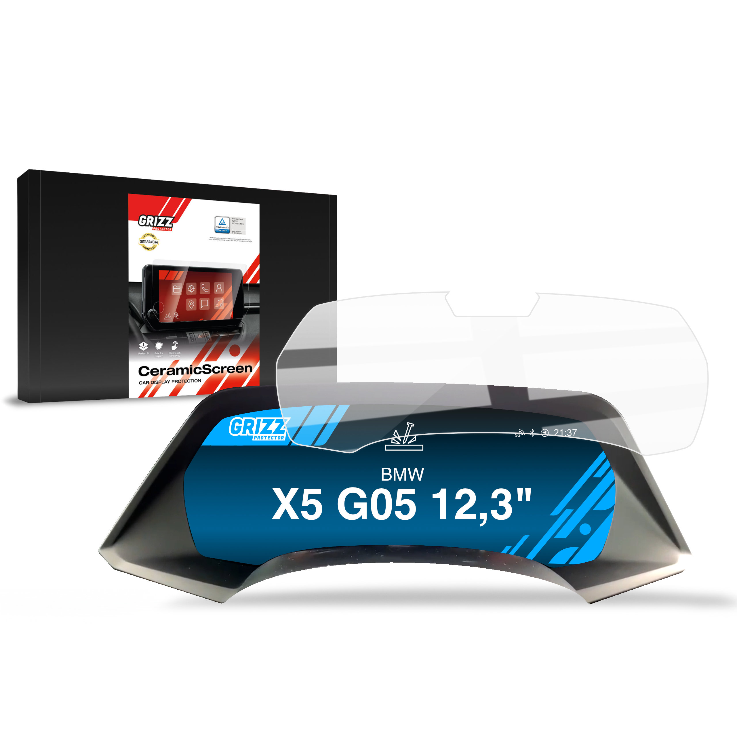 CarDisplay Protection Grizz Keramikfolie für BMW X5 G05 Live Cockpit Sensor 12,3
