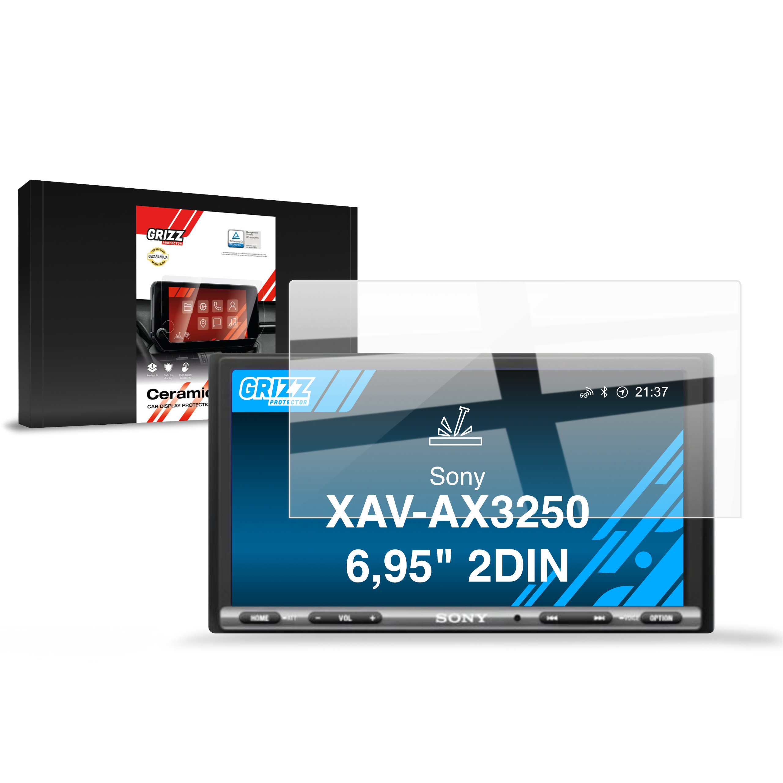 CarDisplay Protection Grizz Keramikfolie für Sony XAV-AX3250 6,95