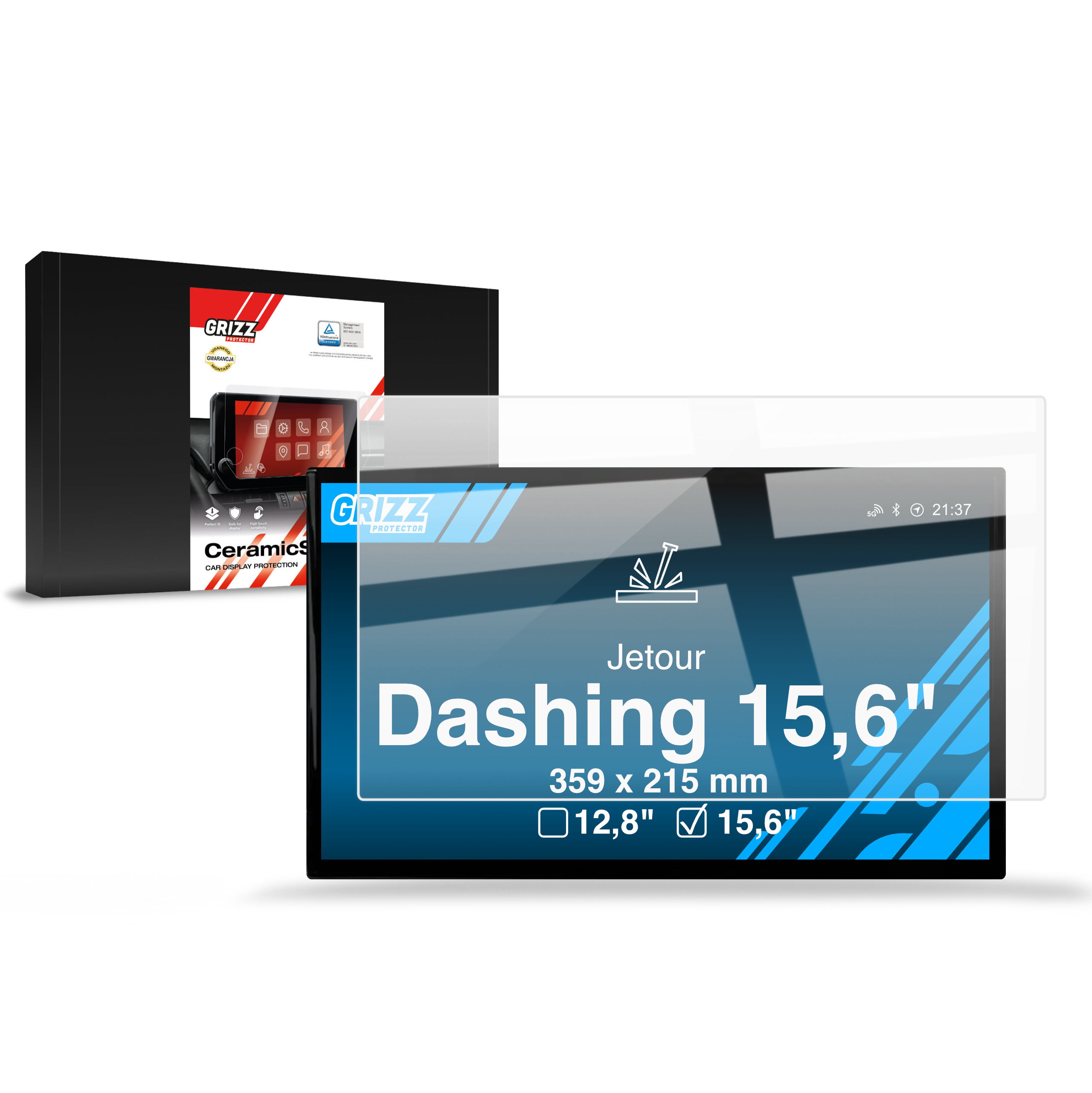 CarDisplay Protection Grizz Keramikfolie für Jetour Dashing 15,6