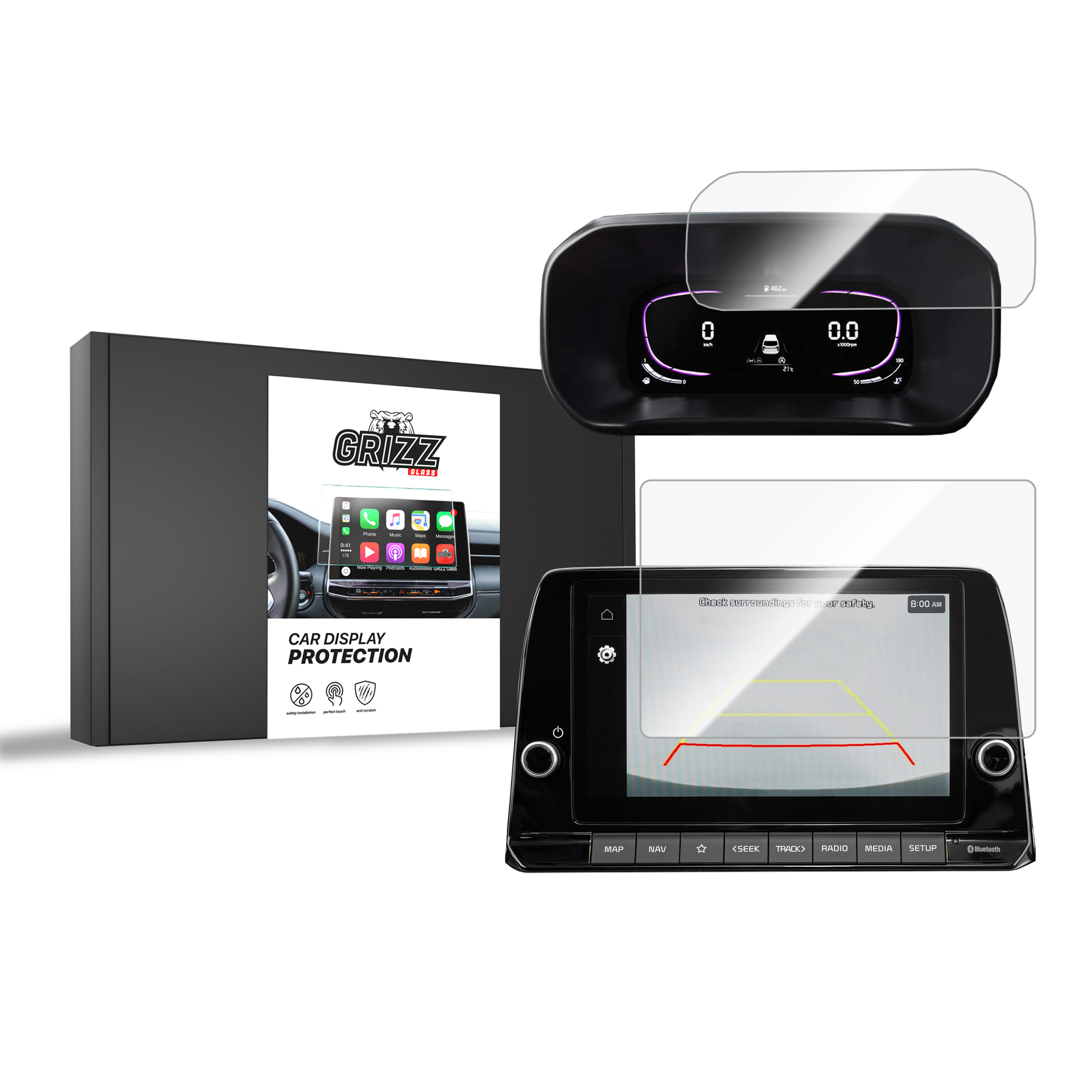 CarDisplay Protection Grizz Keramikfolie für Kia Picanto 3 8