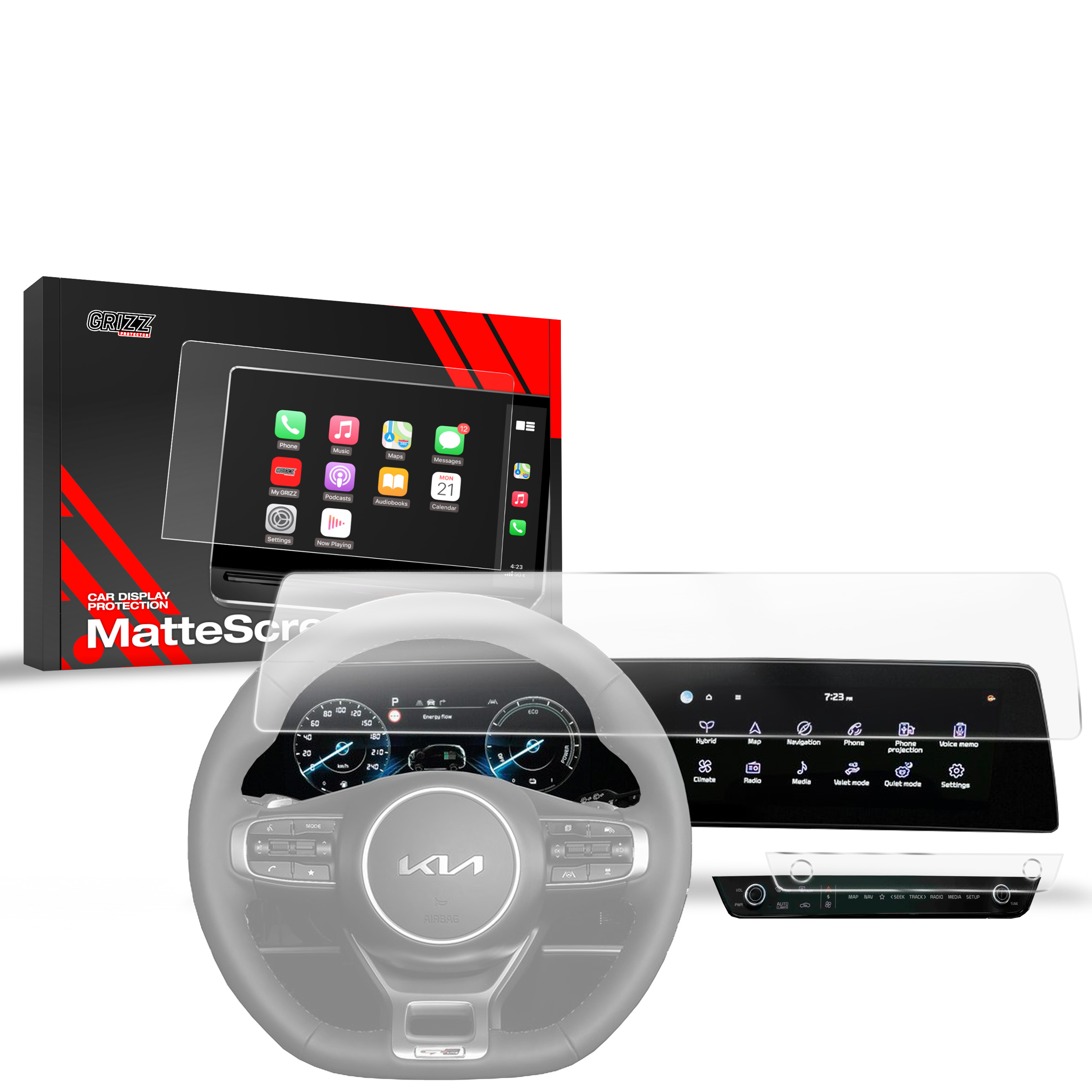 CarDisplay Protection Grizz Mattfolie für Kia Sportage 5 Anniversary (2021-2025)