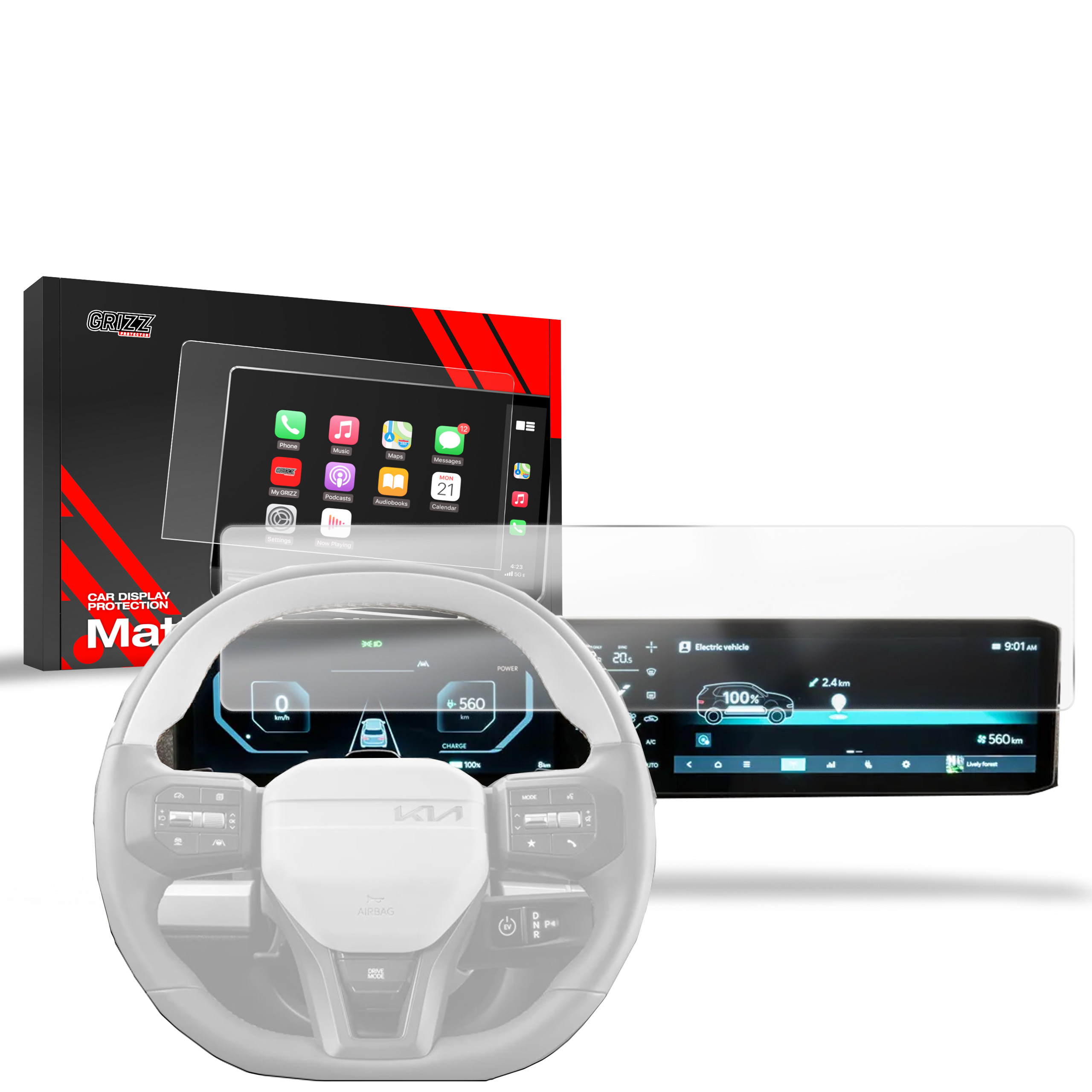 CarDisplay Protection Grizz Mattfolie für Kia EV3 (2025)