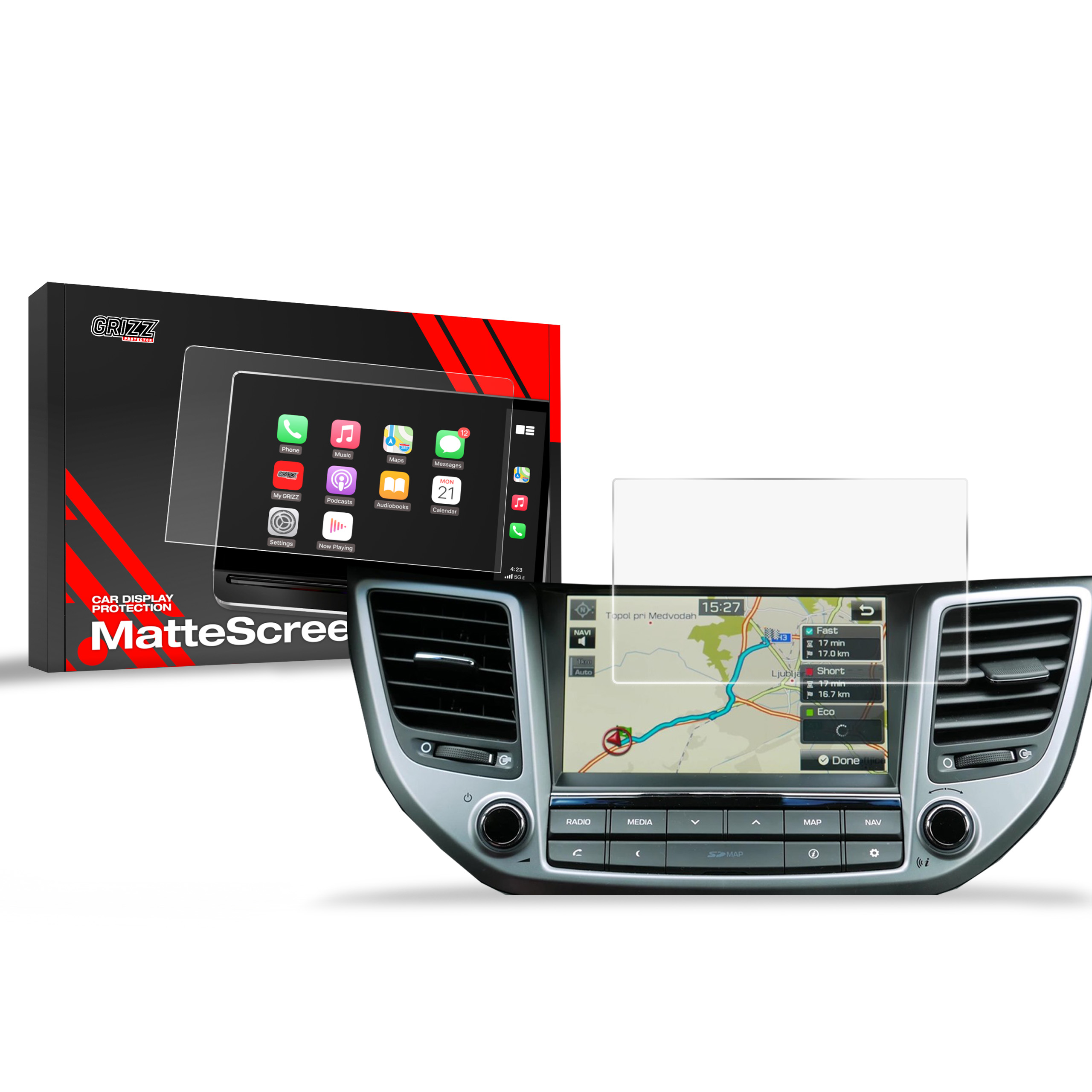 CarDisplay Protection Grizz Mattfolie für Hyundai Tucson (2015-2019)