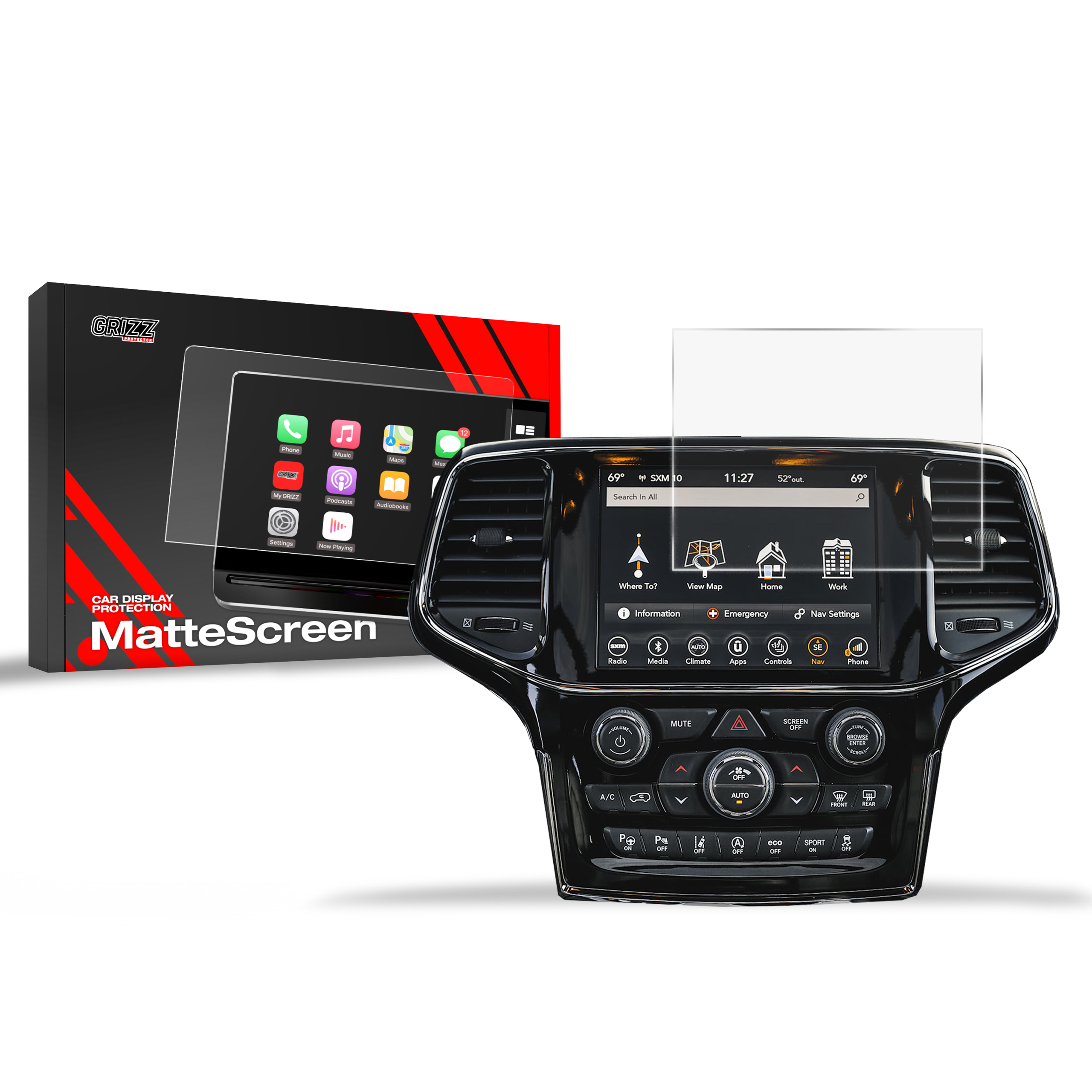 CarDisplay Protection Grizz Mattfolie für Jeep Grand Cherokee (2013-2021)