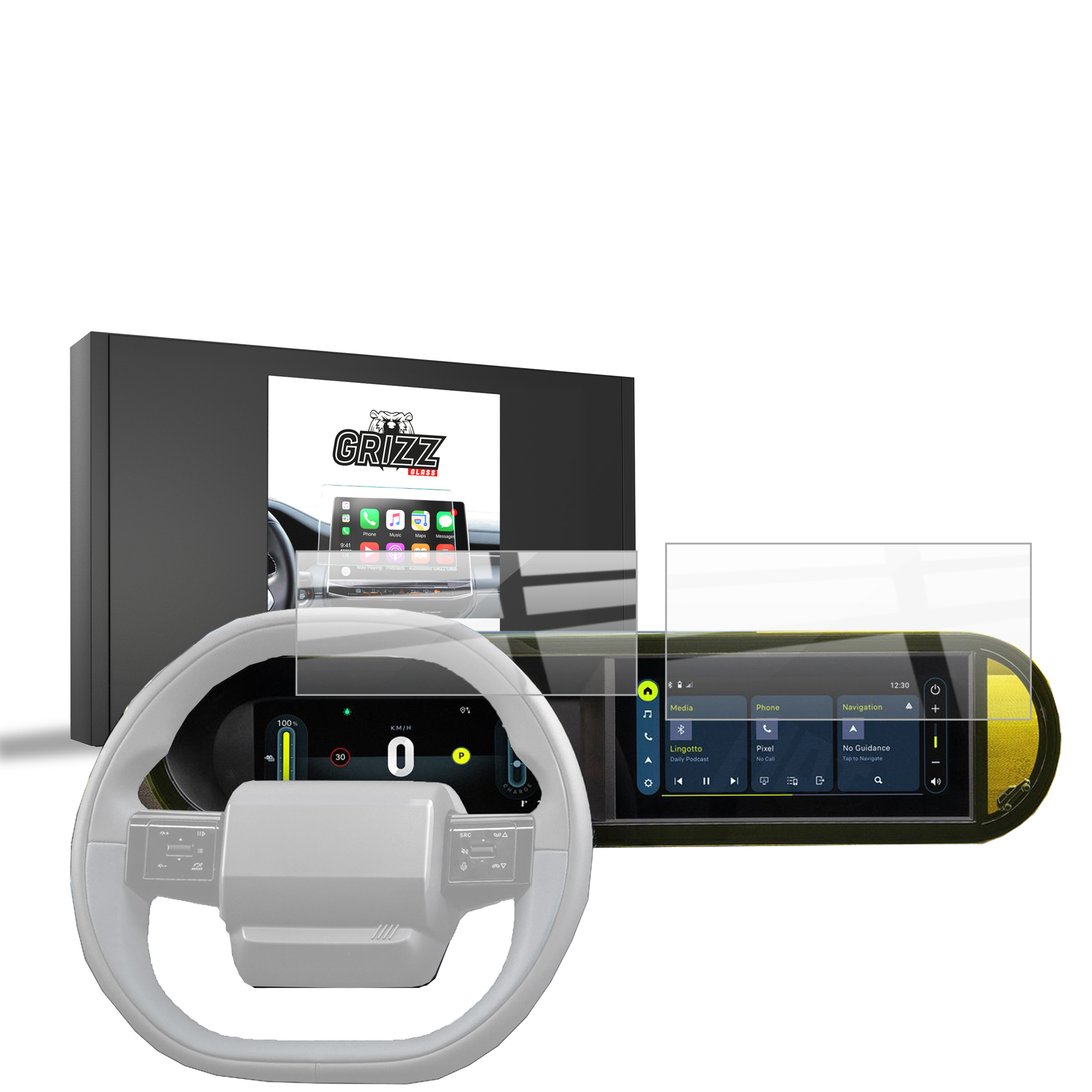 CarDisplay Protection Grizz Keramikfolie für Fiat Grande Panda 10,25