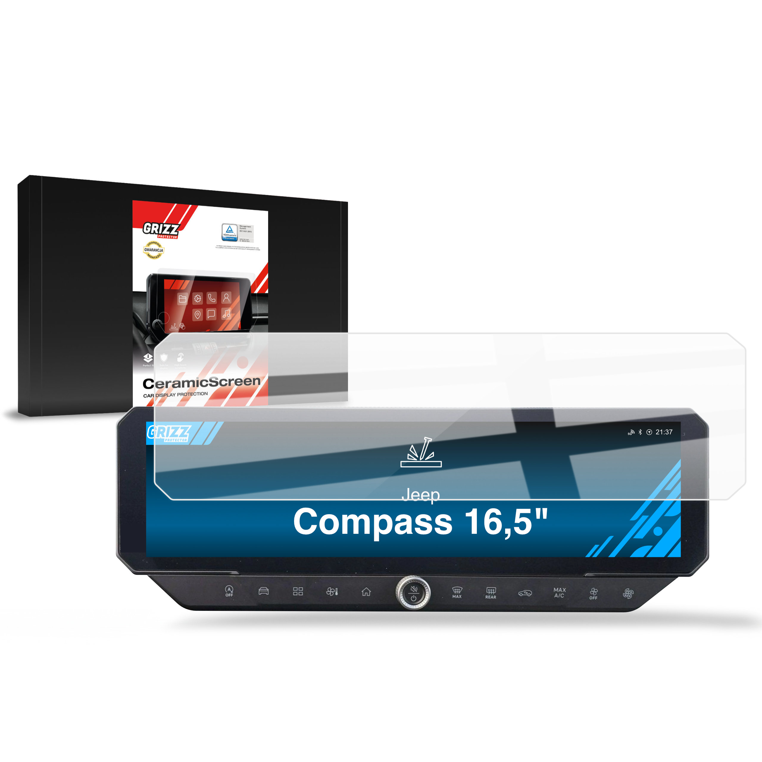 CarDisplay Protection Grizz Keramikfolie für Jeep Compass 16,5