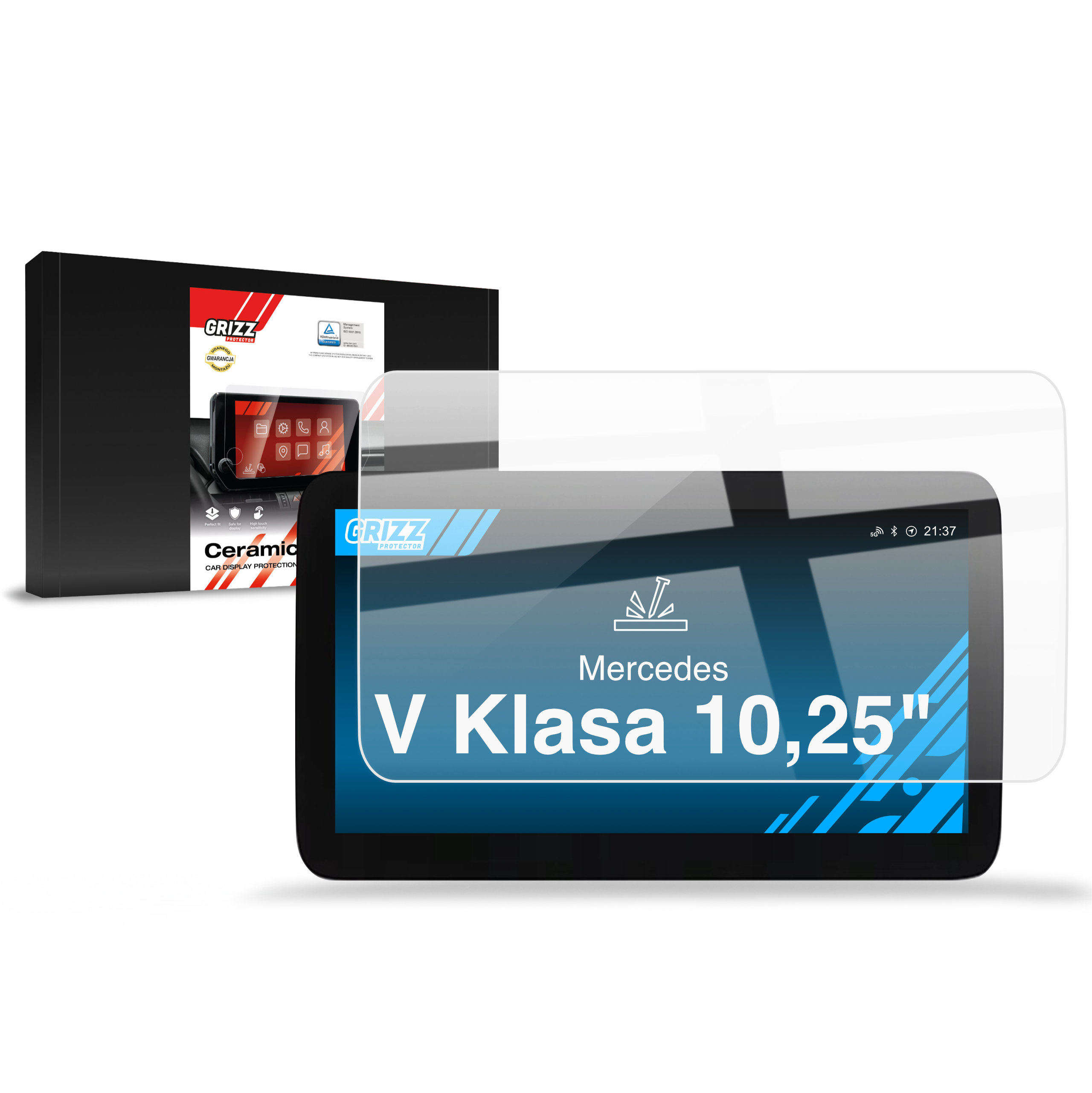 CarDisplay Protection Grizz Keramikfolie für Mercedes V Klasa 10,25