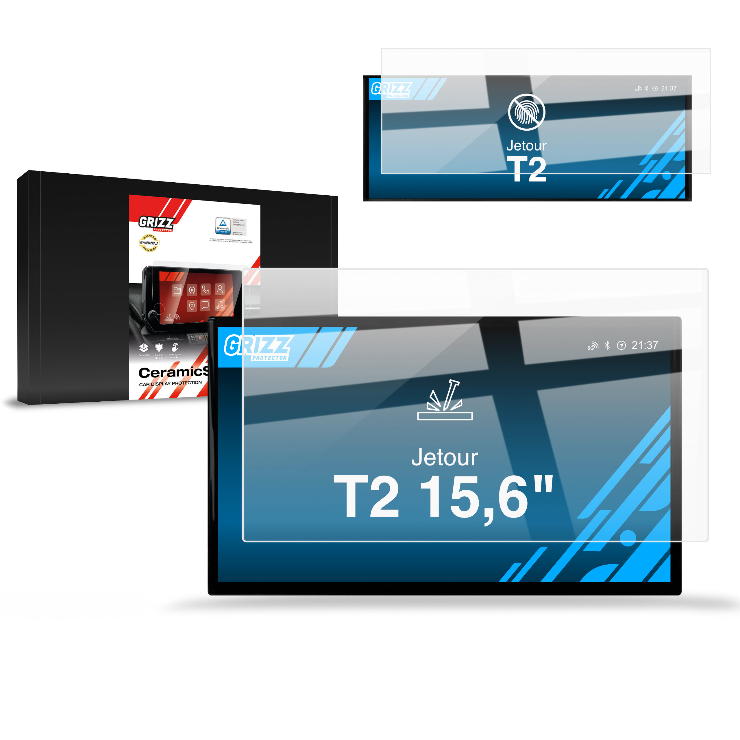 CarDisplay Protection Grizz Keramikfolie für Jetour T2 15,6